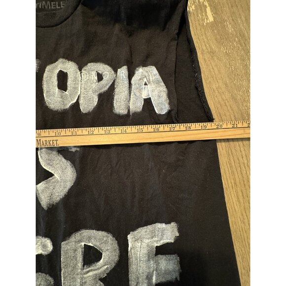 Timeless Black Size Large Spell Out Utopia Is Here Noir Cut Off Tank USA - Picture 4 of 7